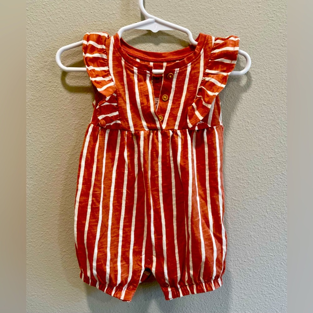 Little Co by Lauren Conrad- Romper baby unisex cinnamon color striped 9 months